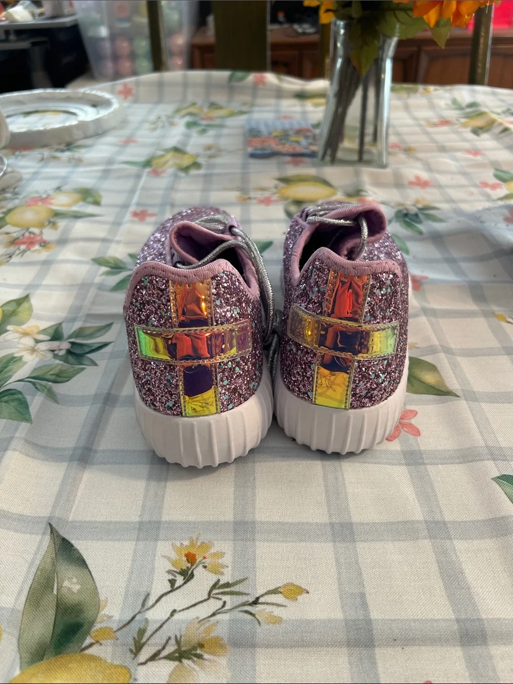 Lilac Glitter Slip-On Women's Sneakers - Picture 4 of 5